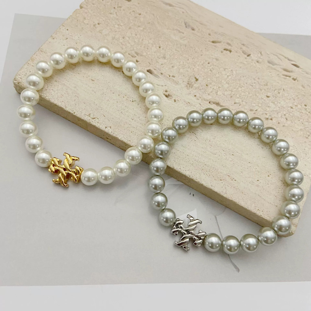 Tory Burch Natural Freshwater Pearl Alphabet Bracelet